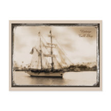 ヴィンテージ茶色の背の高い船のポストカード