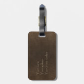 ヴィンテージ茶色の革の外観 ラゲッジタグ (裏面縦)