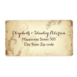 ヴィンテージ茶色ベージュの結婚巻葉ラベル ラベル