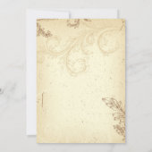 ヴィンテージ茶色ベージュ巻葉ブライダルシャワー 招待状 (裏面)