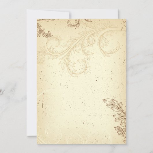 ヴィンテージ茶色ベージュ巻葉婚約パーティ 招待状 (裏面)