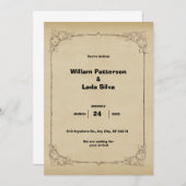 ヴィンテージ茶色結婚式招待状 招待状 (正面/裏面)