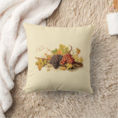 ヴィンテージ茶色金ゴールドグリーンブルゴーニュつる植物ブドウ クッション (ブランケット)