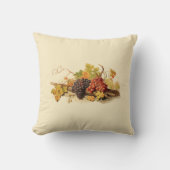 ヴィンテージ茶色金ゴールドグリーンブルゴーニュつる植物ブドウ クッション (正面)