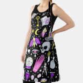 ヴィンテージ茶色 – オレンジ色のタータンチェック格子柄。 エプロン (インサイチュ)