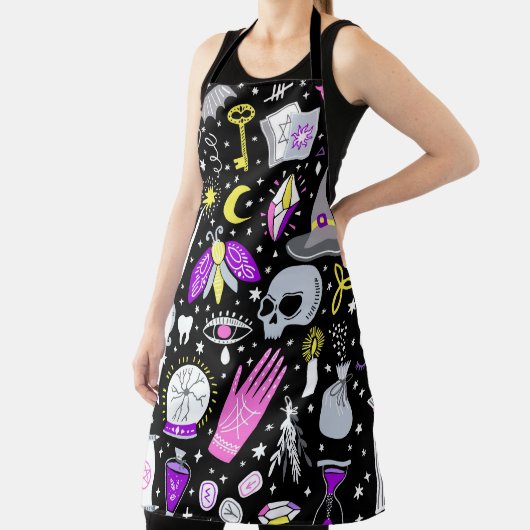 ヴィンテージ茶色 – オレンジ色のタータンチェック格子柄。 エプロン (インサイチュ)