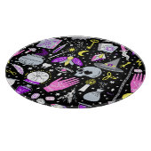 ヴィンテージ茶色 – オレンジ色のタータンチェック格子柄。 カッティングボード (角)