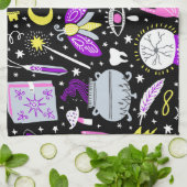 ヴィンテージ茶色 – オレンジ色のタータンチェック格子柄。 キッチンタオル (折り畳み)