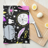 ヴィンテージ茶色 – オレンジ色のタータンチェック格子柄。 キッチンタオル (四つ折り)