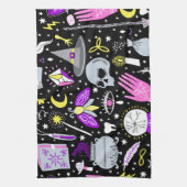 ヴィンテージ茶色 – オレンジ色のタータンチェック格子柄。 キッチンタオル (縦)