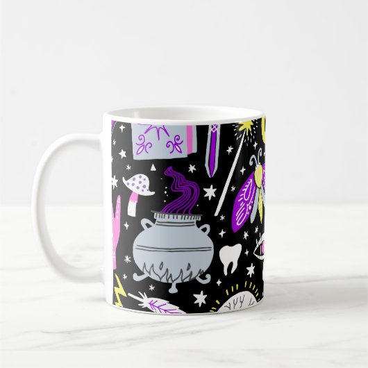 ヴィンテージ茶色 – オレンジ色のタータンチェック格子柄。 コーヒーマグカップ (左)