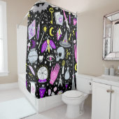 ヴィンテージ茶色 – オレンジ色のタータンチェック格子柄。 シャワーカーテン (インサイチュ)