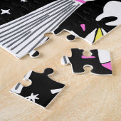 ヴィンテージ茶色 – オレンジ色のタータンチェック格子柄。 ジグソーパズル (側面)