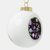 ヴィンテージ茶色 – オレンジ色のタータンチェック格子柄。 セラミックボールオーナメント (左)