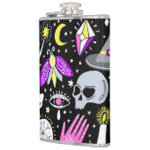 ヴィンテージ茶色 – オレンジ色のタータンチェック格子柄。 フラスク (左)