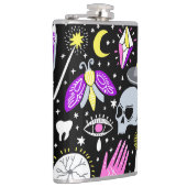 ヴィンテージ茶色 – オレンジ色のタータンチェック格子柄。 フラスク (右)