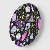 ヴィンテージ茶色 – オレンジ色のタータンチェック格子柄。 ラージ壁時計 (傾斜)