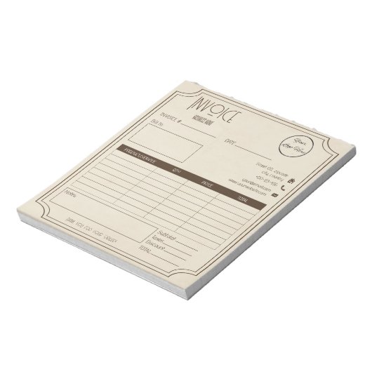 ヴィンテージ茶色(ロゴ付きスモールビジネスインボイス) ノートパッド (回転)