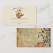 ヴィンテージ茶 |水彩フローラおむつラッフル エンクロージャーカード (正面/裏面)