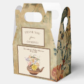 ヴィンテージ茶 |水彩フローラベビーシャワー フェイバーボックス (オープン)