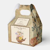 ヴィンテージ茶 |水彩フローラベビーシャワー フェイバーボックス (正面サイド)