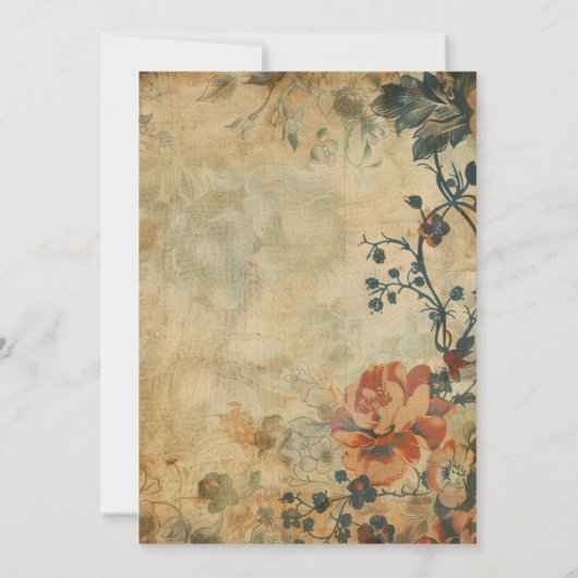 ヴィンテージ茶 |水彩フローラベビーシャワー 招待状 (裏面)