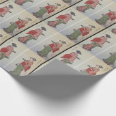 ヴィンテージ茶・芸者ダブルプリントラッピング紙 ラッピングペーパー (角)