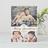 ヴィンテージ草書メリークリスマスフォトコラージュ シーズンカード (スタンド正面)