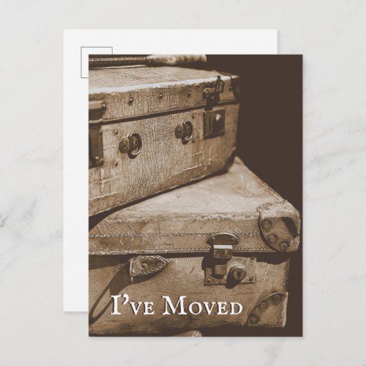 ヴィンテージ荷物の古い写真の移動告知 ポストカード (正面/裏面)