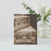 ヴィンテージ荷物の古い写真の移動告知 ポストカード (スタンド正面)