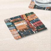 ヴィンテージ荷物 スクエアペーパーコースター (アングル)