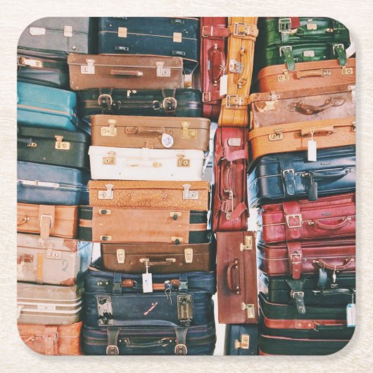 ヴィンテージ荷物 スクエアペーパーコースター (正面)