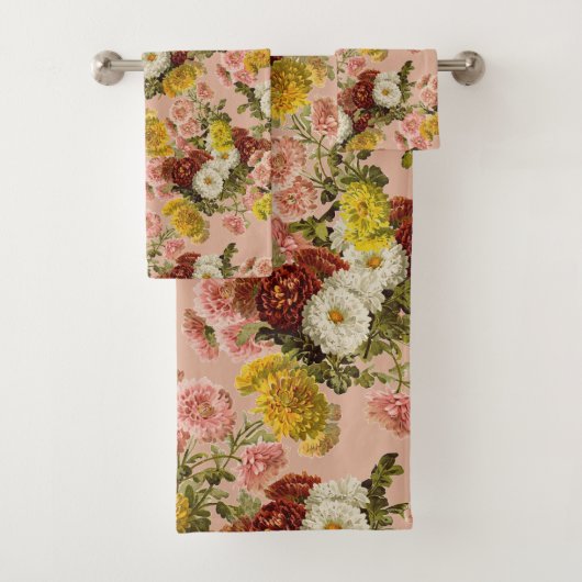 ヴィンテージ菊の花オンダスティーバラピンク バスタオルセット (インサイチュ)