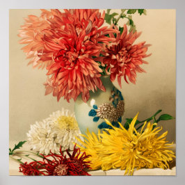 ヴィンテージ菊花の陶器の花瓶の絵画 ポスター