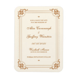 ヴィンテージ華やかな結婚式の日付を保存 マグネット