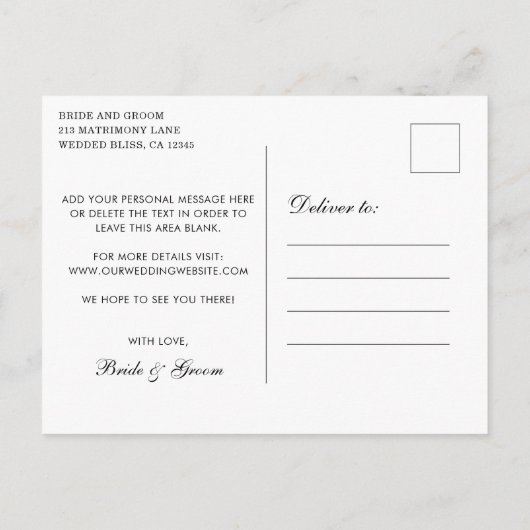 ヴィンテージ華やかな結婚式の日付を保存 案内ポストカード (裏面)