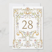 ヴィンテージ華美ぼほ花結婚のテーブル番号 招待状 (正面)