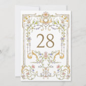 ヴィンテージ華美ぼほ花結婚のテーブル番号 招待状 (裏面)