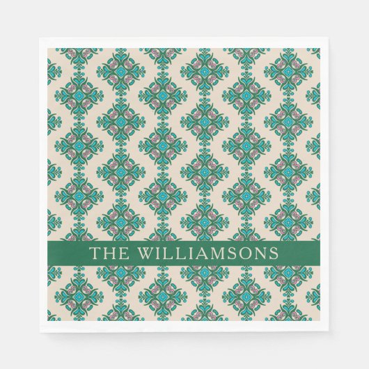 ヴィンテージ華美アールヌーボーグパーソナライズされたリーン スタンダードランチョンナプキン (正面)