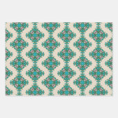 ヴィンテージ華美アールヌーボータイルパターン緑青 ラッピングペーパーシート (正面2)