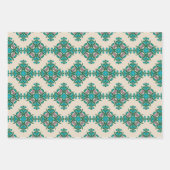 ヴィンテージ華美アールヌーボータイルパターン緑青 ラッピングペーパーシート (正面)