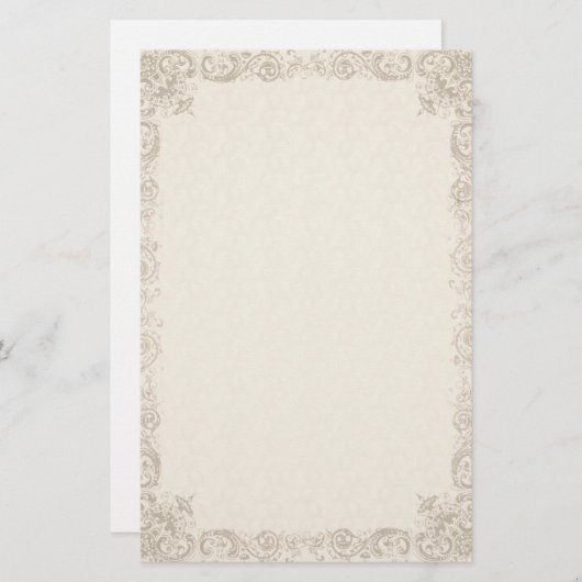 ヴィンテージ華美エレガントクリーム文房具 便箋 (正面/裏面)