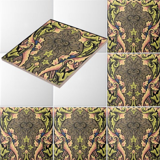 ヴィンテージ華美カラフルアールヌーボー タイル