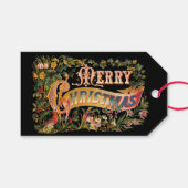 ヴィンテージ華美カラフルフローラメリークリスマス ギフトタグ (正面(横))