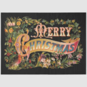 ヴィンテージ華美カラフルフローラメリークリスマス 薄葉紙 (正面)