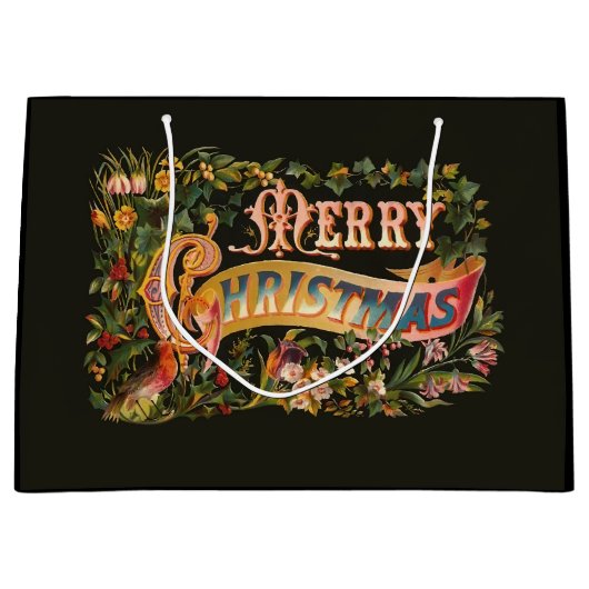 ヴィンテージ華美クリスマスグリーティング ラージペーパーバッグ (正面)