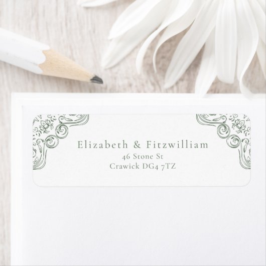 ヴィンテージ華美グリーンフレーム縁ど住所 シール (インサイチュ)