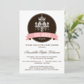 ヴィンテージ華美シャンデリアベビーシャワー招待状 招待状 (スタンド正面)