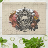 ヴィンテージ華美スカルハロウィンキッチンタオル キッチンタオル (折り畳み)