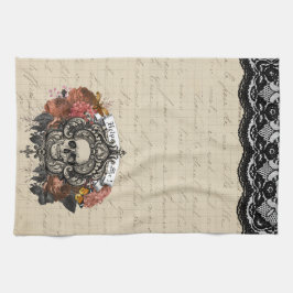 ヴィンテージ華美スカルハロウィンキッチンタオル キッチンタオル